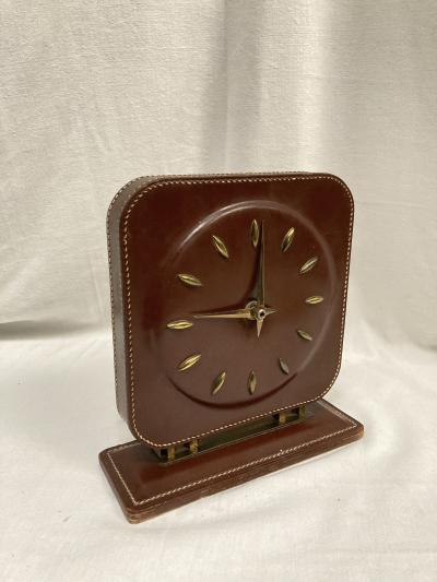 Paul Dupr Lafon Stitched leather desk clock