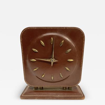Paul Dupr Lafon Stitched leather desk clock