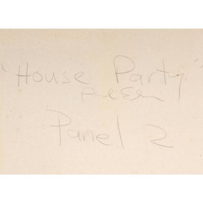 Paul Ecke Expressionist Diptych Oil Painting by Paul Ecke The House Party