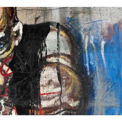 Paul Ecke Huge Expressionist Oil Painting by Paul Ecke Contemplation