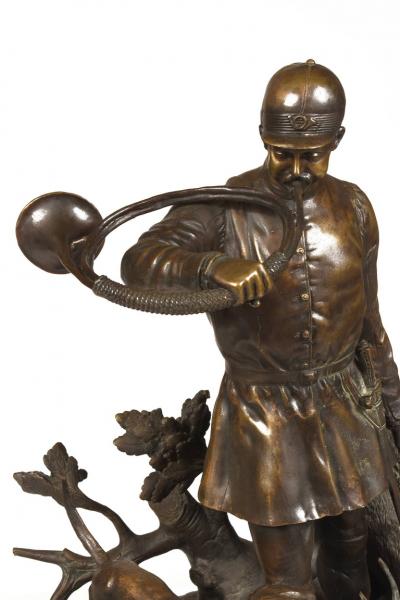 Paul Edouard Delabrierre Bronze statuary L Hallali hunting scene signed E Delabrierre C A 1875