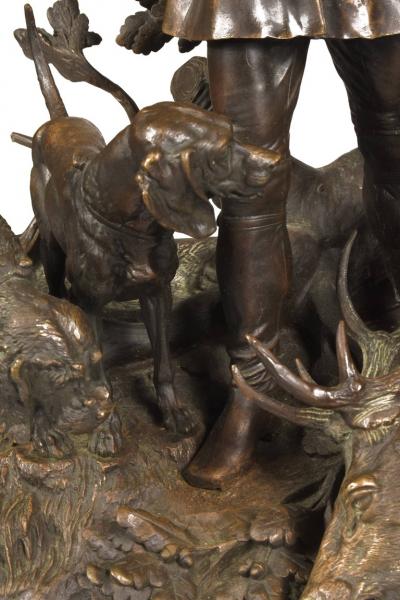 Paul Edouard Delabrierre Bronze statuary L Hallali hunting scene signed E Delabrierre C A 1875