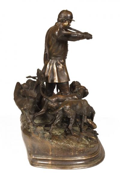 Paul Edouard Delabrierre Bronze statuary L Hallali hunting scene signed E Delabrierre C A 1875