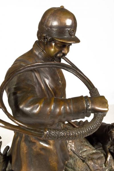 Paul Edouard Delabrierre Bronze statuary L Hallali hunting scene signed E Delabrierre C A 1875