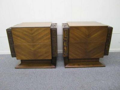 Paul Evans 2 Paul Evans Style Sculptural Brutalist Walnut Night Stands Mid century Modern