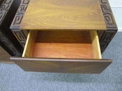 Paul Evans 2 Paul Evans Style Sculptural Brutalist Walnut Night Stands Mid century Modern