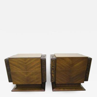 Paul Evans 2 Paul Evans Style Sculptural Brutalist Walnut Night Stands Mid century Modern