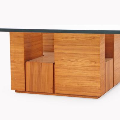 Paul Evans A bleached mahogany glass top coffee table in the manner of Paul Evans C 1980 