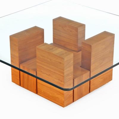 Paul Evans A bleached mahogany glass top coffee table in the manner of Paul Evans C 1980 