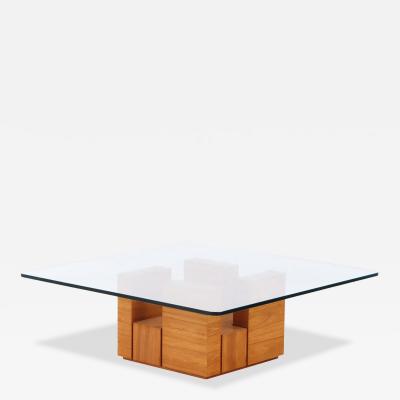 Paul Evans A bleached mahogany glass top coffee table in the manner of Paul Evans C 1980 