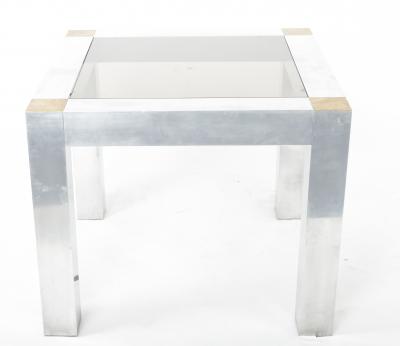 Paul Evans Aluminum and Brass Parsons Table in the style of Paul Evans