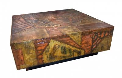 Paul Evans American Mid Century Modern Copper and Brass Patchwork Coffee Table Paul Evans