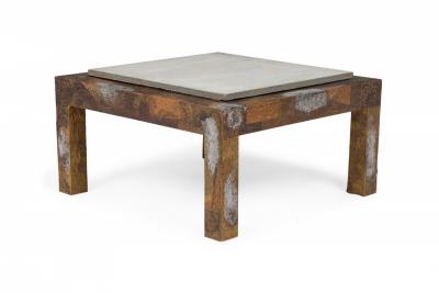 Paul Evans AmericanMixed Metal Clad Slate Top Coffee Tables manner of Paul Evans 