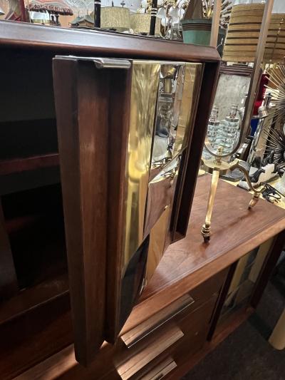 Paul Evans BRASS AND CHROME CITYSCAPE NIGHTSTAND TABLE IN THE MANNER OF PAUL EVANS
