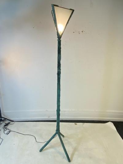 Paul Evans BRUTALIST BRONZE VERDIGRIS TRIPOD FLOOR LAMP IN THE MANNER OF PAUL EVANS