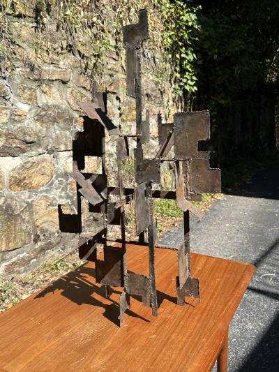 Paul Evans BRUTALIST MIXED METALS WALL TABLE SCULPTURE ATTRIBUTED TO PAUL EVANS