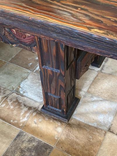 Paul Evans BRUTALIST WOOD DINING TABLE IN THE STYLE OF PAUL EVANS