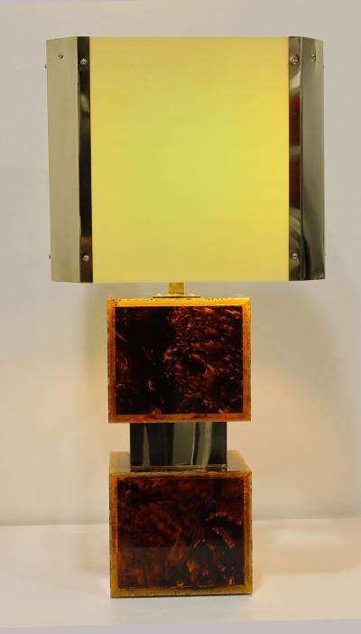 Paul Evans Brazilian Acrylic Resin and Brass Table Lamps