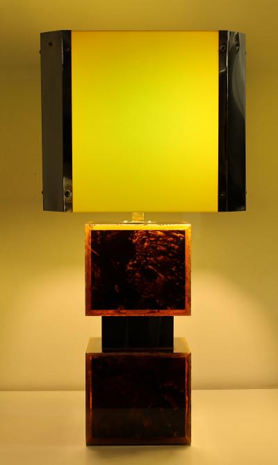 Paul Evans Brazilian Acrylic Resin and Brass Table Lamps