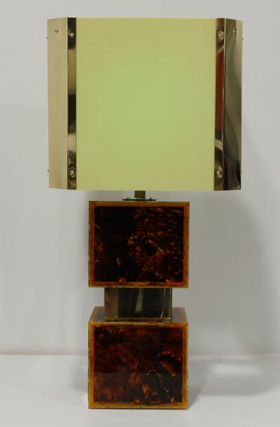 Paul Evans Brazilian Acrylic Resin and Brass Table Lamps