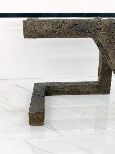 Paul Evans Brutalist Cast Metal Geometric Dining Table in the Manner of Paul Evans