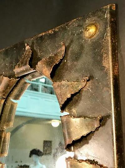 Paul Evans Brutalist Eye Form Mirror in the Manner of Paul Evans