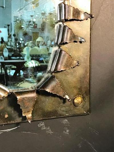 Paul Evans Brutalist Eye Form Mirror in the Manner of Paul Evans