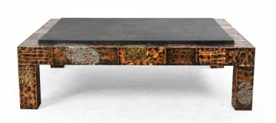 Paul Evans Brutalist Mixed Metal and Slate Coffee Table