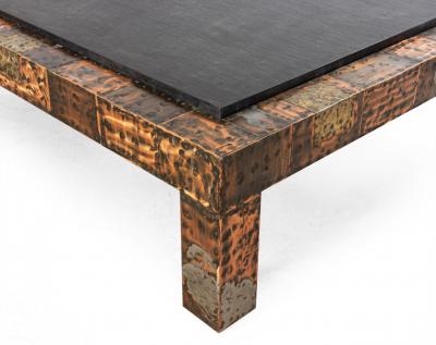 Paul Evans Brutalist Mixed Metal and Slate Coffee Table
