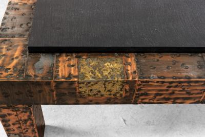 Paul Evans Brutalist Mixed Metal and Slate Coffee Table