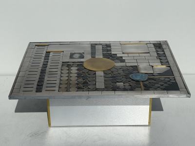 Paul Evans Brutalist Mosaic Aluminum Coffee Table