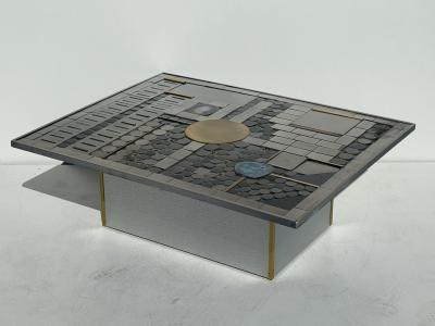 Paul Evans Brutalist Mosaic Aluminum Coffee Table