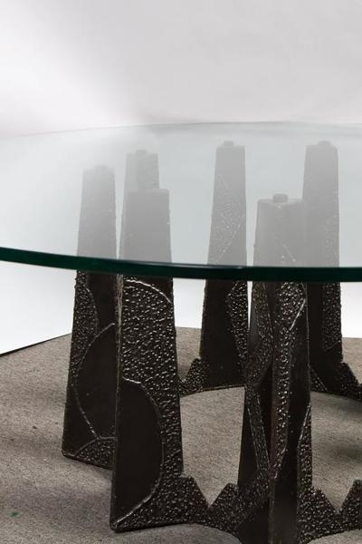 Paul Evans Brutalist Style Steel Coffee Table in the Style of Paul Evans