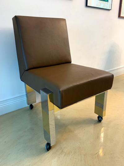 Paul Evans Cityscape Leather Desk Chair with Castors by Paul Evans for Directional