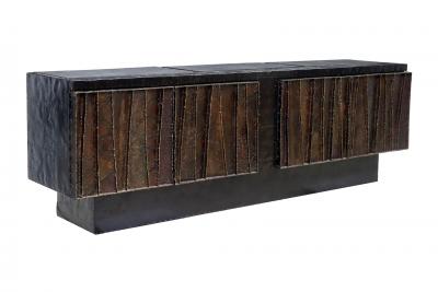 Paul Evans Deep Relief Steel Front Sideboard Cabinet PE 42 by Paul Evans
