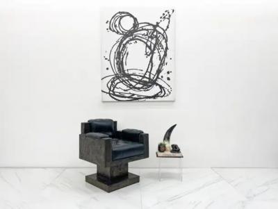 Paul Evans Early Paul Evans Sculpted Bronze Throne Chair Signed and Dated 1969
