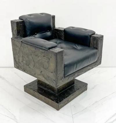 Paul Evans Early Paul Evans Sculpted Bronze Throne Chair Signed and Dated 1969