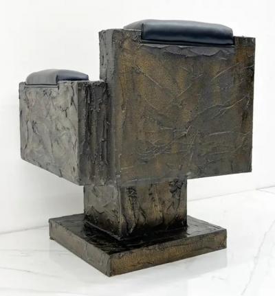 Paul Evans Early Paul Evans Sculpted Bronze Throne Chair Signed and Dated 1969