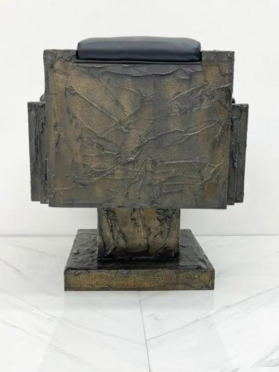 Paul Evans Early Paul Evans Sculpted Bronze Throne Chair Signed and Dated 1969
