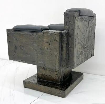Paul Evans Early Paul Evans Sculpted Bronze Throne Chair Signed and Dated 1969