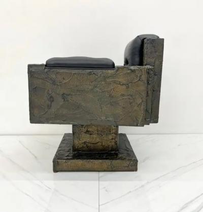 Paul Evans Early Paul Evans Sculpted Bronze Throne Chair Signed and Dated 1969
