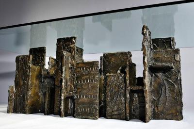 Paul Evans Exceptional Sculpted Bronze Dining Table by Paul Evans