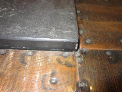 Paul Evans Fabulous Paul Evans Brutalist Metal Patchwork Coffee Table Signed Slate Top