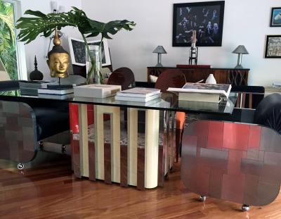 Paul Evans Glass Top Cityscape Dining Table Paul Evans