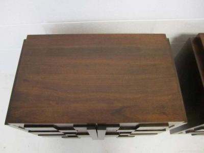 Paul Evans Gorgeous Pair of Paul Evans Inspired Brutalist Mosaic Nightstands from Lane