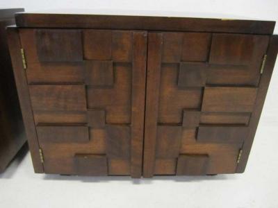 Paul Evans Gorgeous Pair of Paul Evans Inspired Brutalist Mosaic Nightstands from Lane