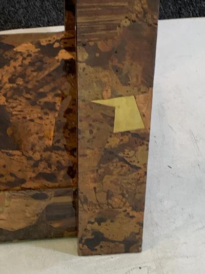 Paul Evans ILLUMINATED BRUTALIST MIXED METALS PATCHWORK ETAGERE ATTRIBUTED TO PAUL EVANS