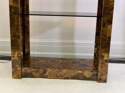 Paul Evans ILLUMINATED BRUTALIST MIXED METALS PATCHWORK ETAGERE ATTRIBUTED TO PAUL EVANS
