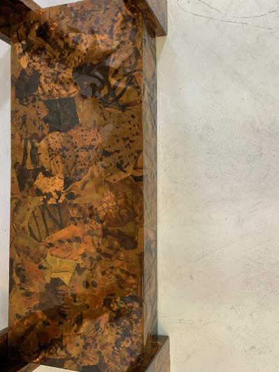 Paul Evans ILLUMINATED BRUTALIST MIXED METALS PATCHWORK ETAGERE ATTRIBUTED TO PAUL EVANS