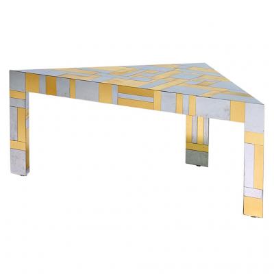 Paul Evans Illuminated Cityscape Corner Table by Paul Evan